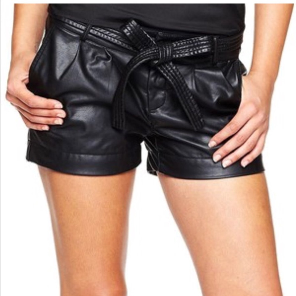 Bisou Bisou Belted Faux Leather Belted Shorts